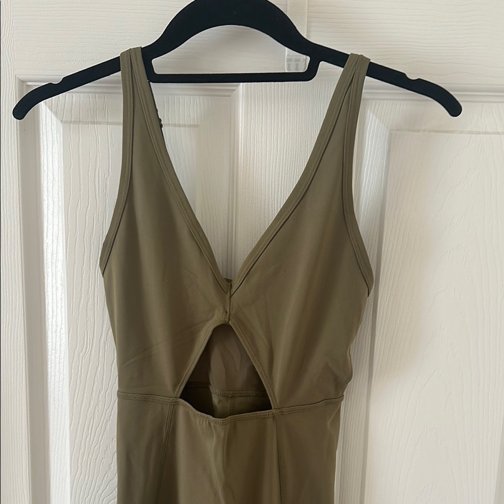 Olive Green V-Neck Jumpsuit